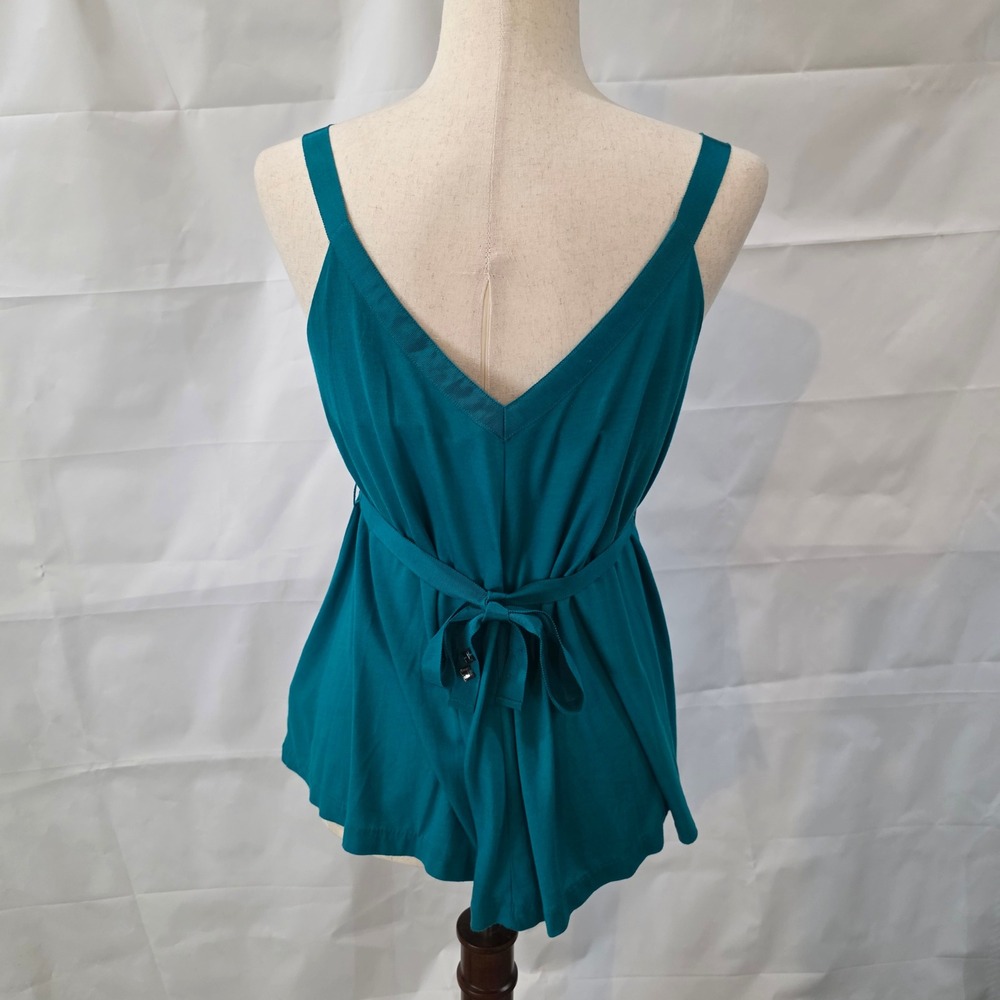 Armani Exchange Womens Teal Studded V-Neck Babydoll Top Lyocell Tie Back Small - Picture 5 of 7